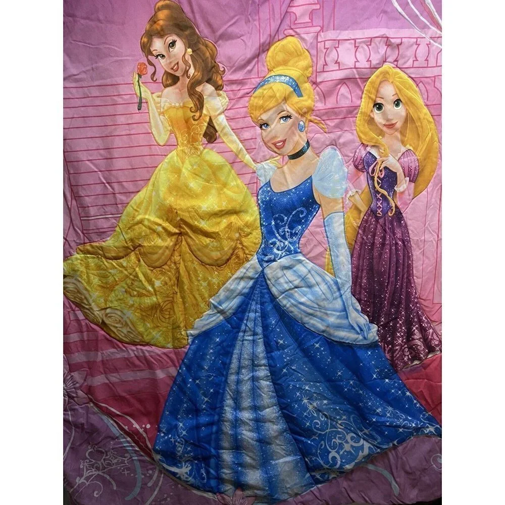 Disney Vintage Cinderella Princesses Reversible Comforter Blanket Throw 56x41